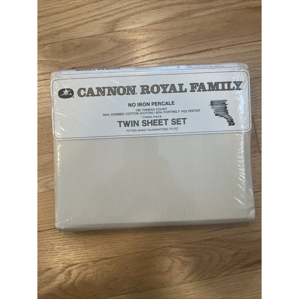 Vintage Cannon Royal‎ Family Twin Sheet Set No Iron Percale